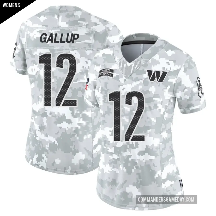 Women's Washington Commanders ＃12 Michael Gallup Arctic Camo Limited 2024 Salute to Service Jersey