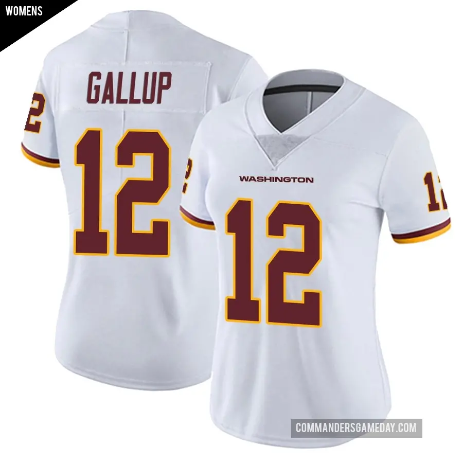 Women's Washington Commanders ＃12 Michael Gallup White Limited Vapor Untouchable Jersey