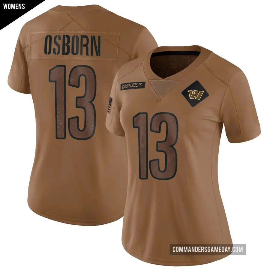 Women's Washington Commanders ＃13 K.J. Osborn Brown Limited 2023 Salute To Service Jersey