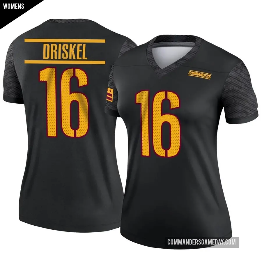 Women's Washington Commanders ＃16 Jeff Driskel Black Legend Alternate Jersey
