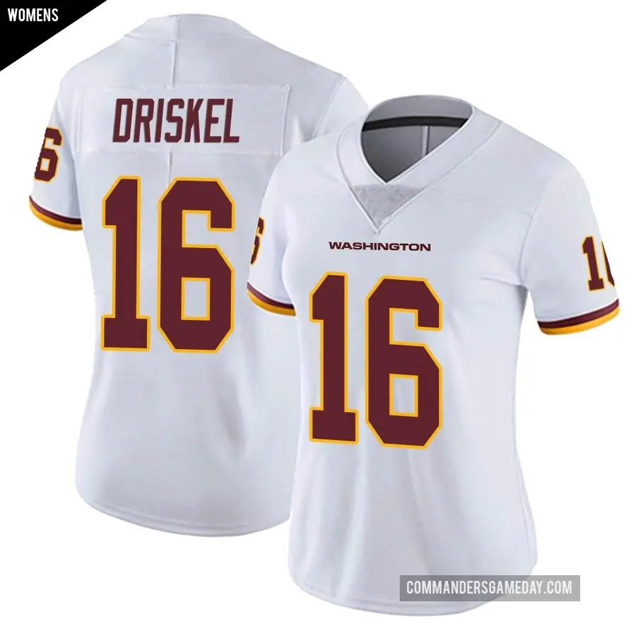Women's Washington Commanders ＃16 Jeff Driskel White Limited Vapor Untouchable Jersey