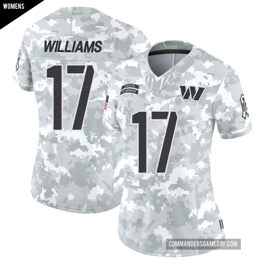 Women's Washington Commanders ＃17 Doug Williams Arctic Camo Limited 2024 Salute to Service Jersey