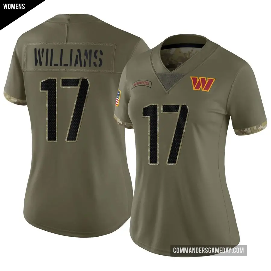 Women&#039;s Washington Commanders &#65283;17 Doug Williams Olive Limited 2022 Salute To Service Jersey