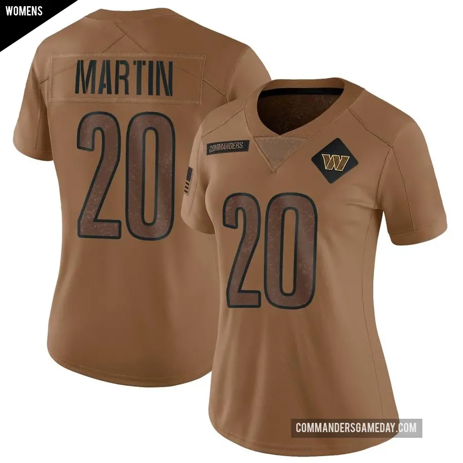 Women's Washington Commanders ＃20 Quan Martin Brown Limited 2023 Salute To Service Jersey