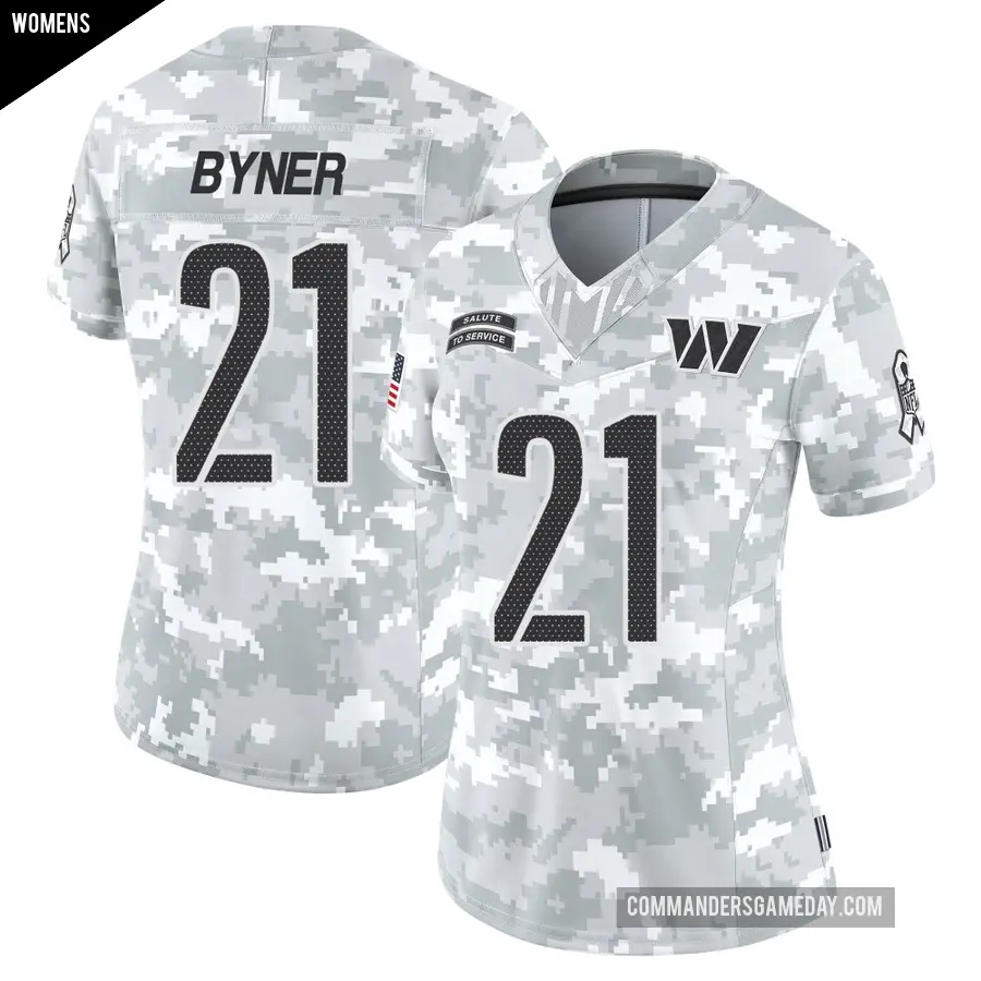 Women's Washington Commanders ＃21 Earnest Byner Arctic Camo Limited 2024 Salute to Service Jersey