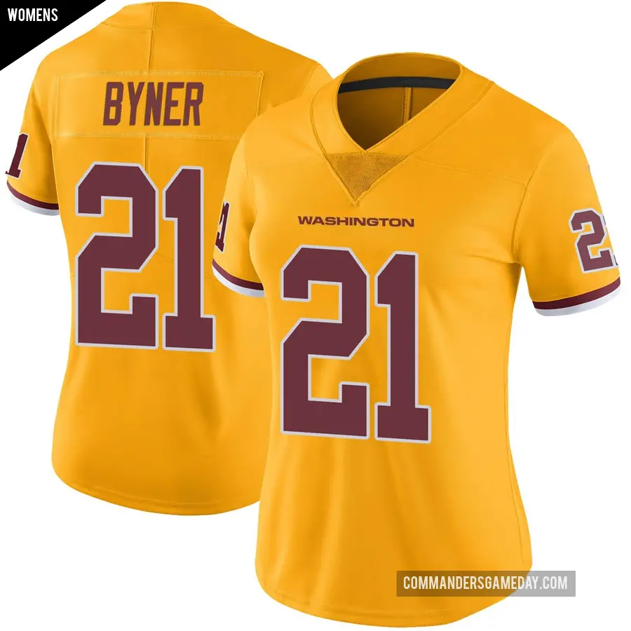 Women's Washington Commanders ＃21 Earnest Byner Gold Limited Color Rush Jersey
