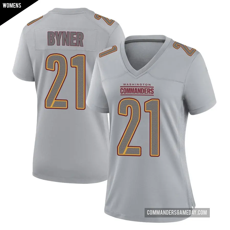 Women's Washington Commanders ＃21 Earnest Byner Gray Game Atmosphere Fashion Jersey