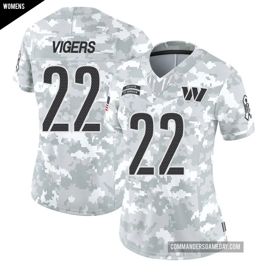 Women's Washington Commanders ＃22 Car'lin Vigers Arctic Camo Limited 2024 Salute to Service Jersey