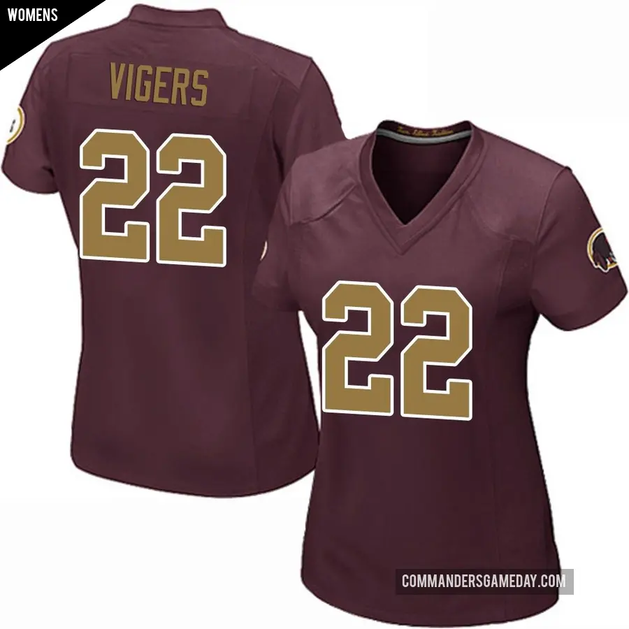 Women's Washington Commanders ＃22 Car'lin Vigers Game Burgundy Alternate Jersey