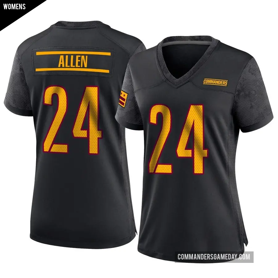 Women's Washington Commanders ＃24 Kazmeir Allen Black Game Alternate Jersey