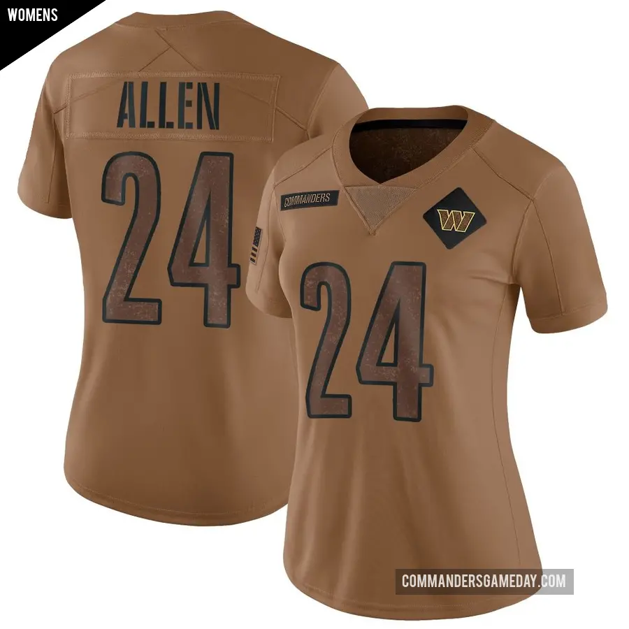Women's Washington Commanders ＃24 Kazmeir Allen Brown Limited 2023 Salute To Service Jersey
