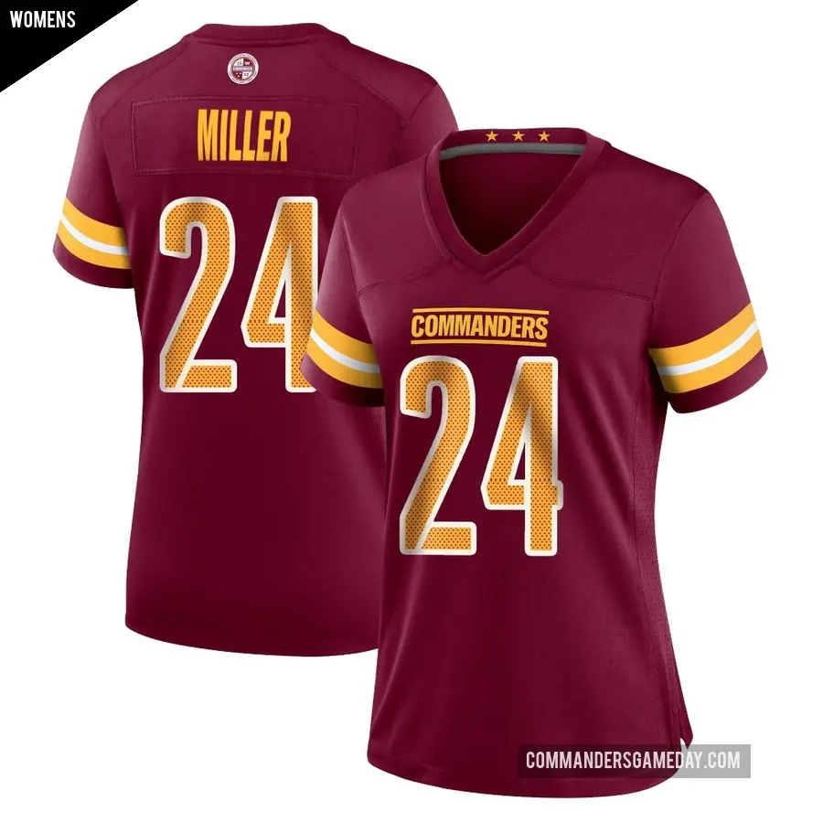 Women's Washington Commanders ＃24 Von Miller Game Burgundy Jersey