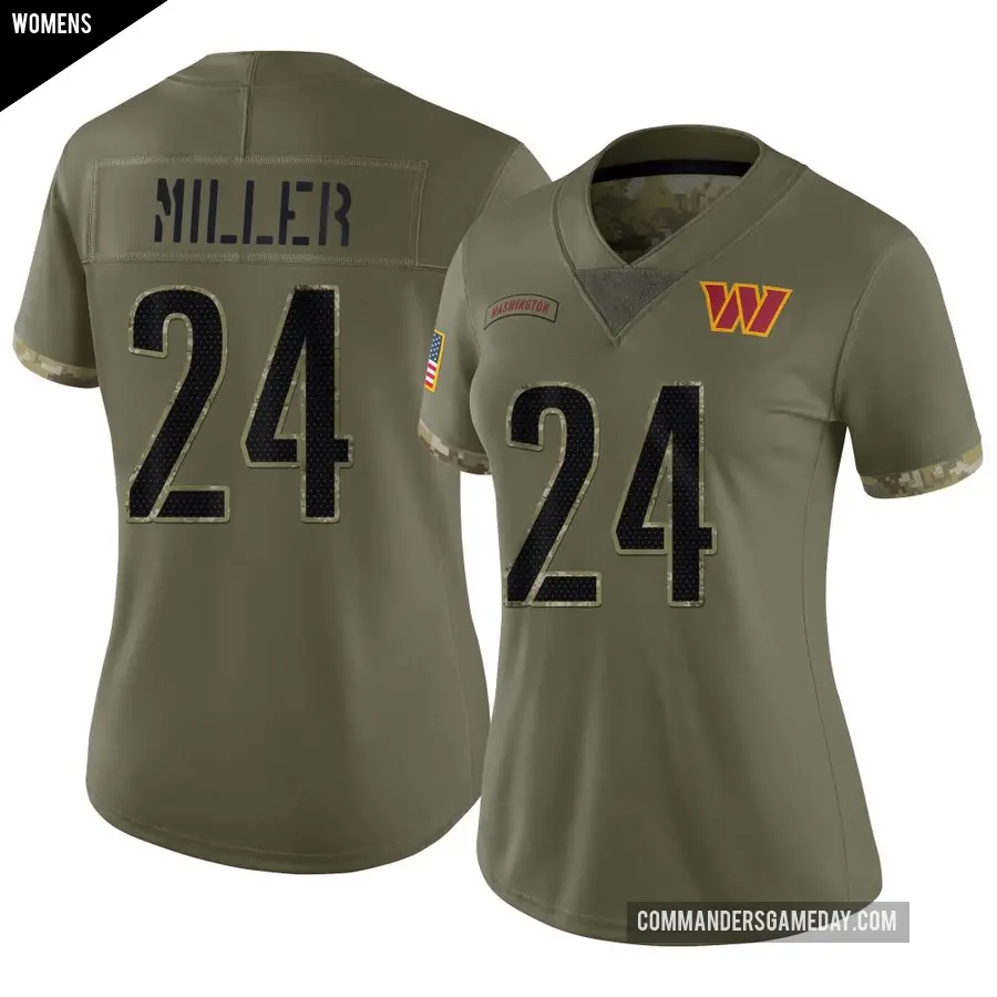 Women's Washington Commanders ＃24 Von Miller Olive Limited 2022 Salute To Service Jersey