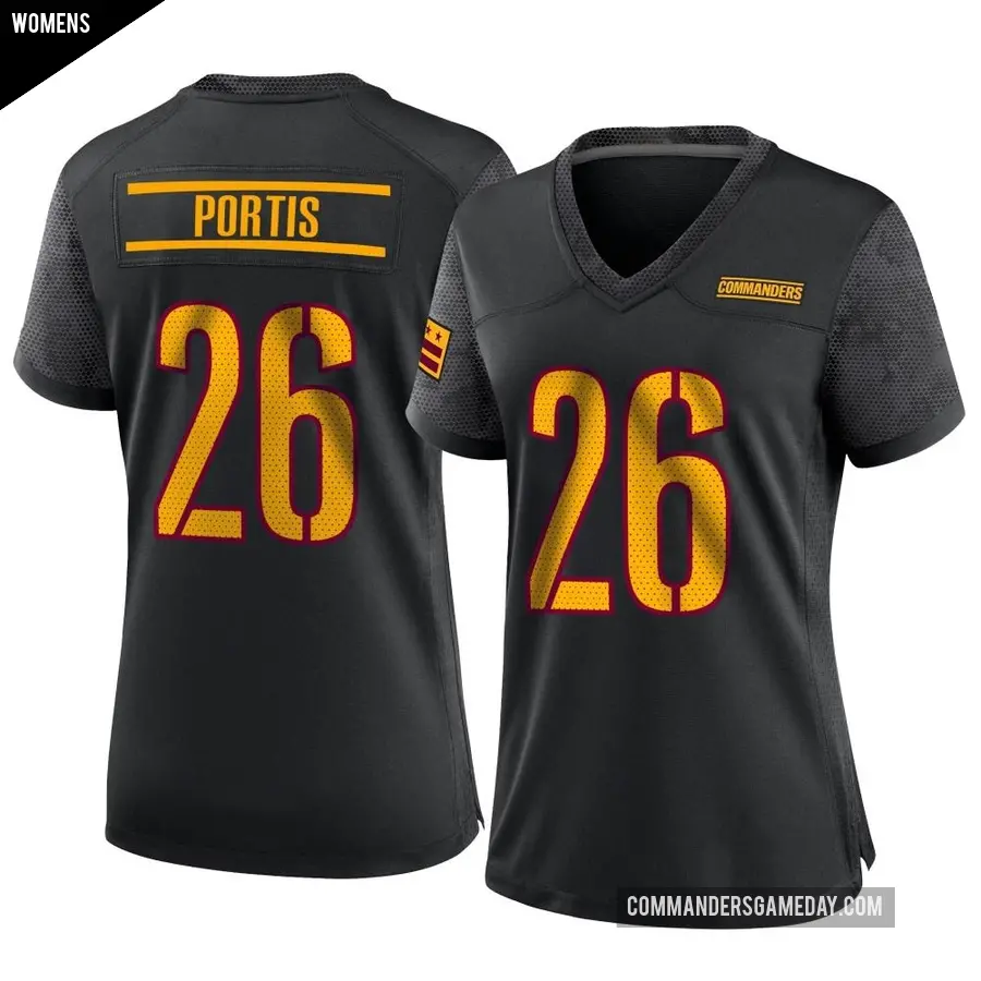 Women's Washington Commanders ＃26 Clinton Portis Black Game Alternate Jersey