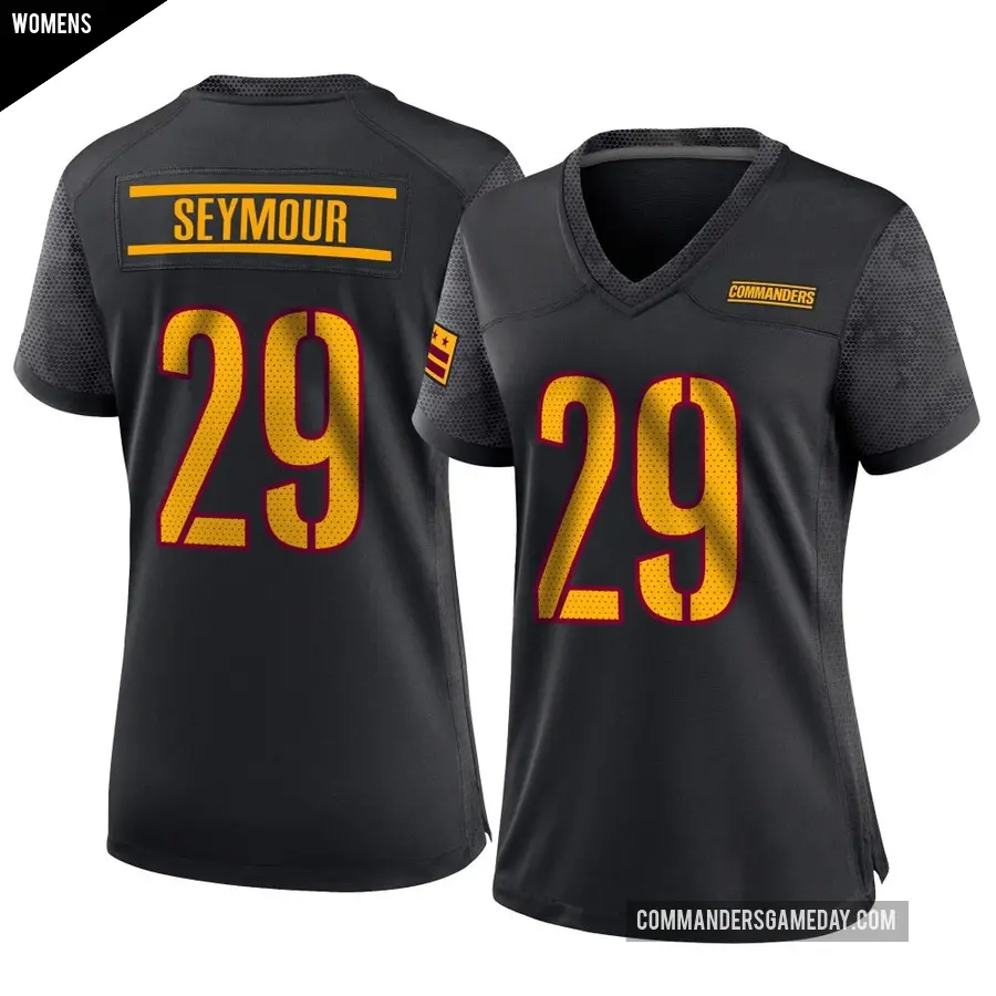 Women's Washington Commanders ＃29 Kevon Seymour Black Game Alternate Jersey