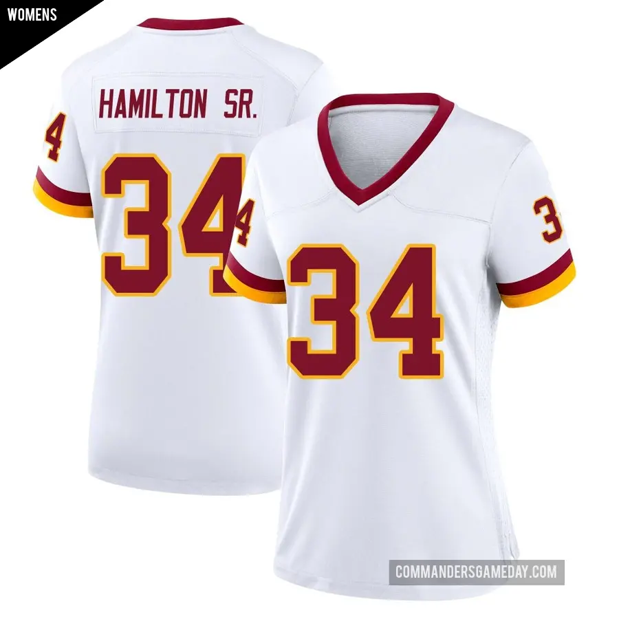 Women's Washington Commanders ＃34 Antonio Hamilton Sr. White Game Jersey