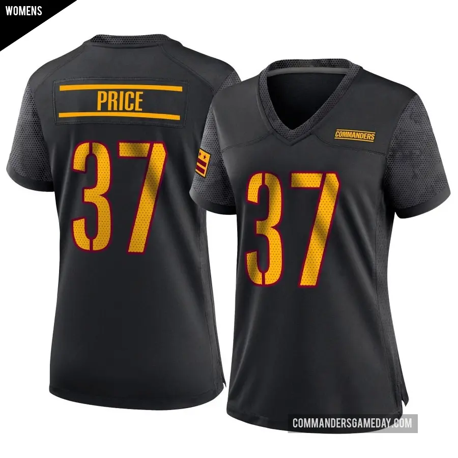 Women's Washington Commanders ＃37 Bobby Price Black Game Alternate Jersey