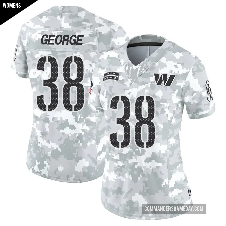 Women's Washington Commanders ＃38 Allan George Arctic Camo Limited 2024 Salute to Service Jersey