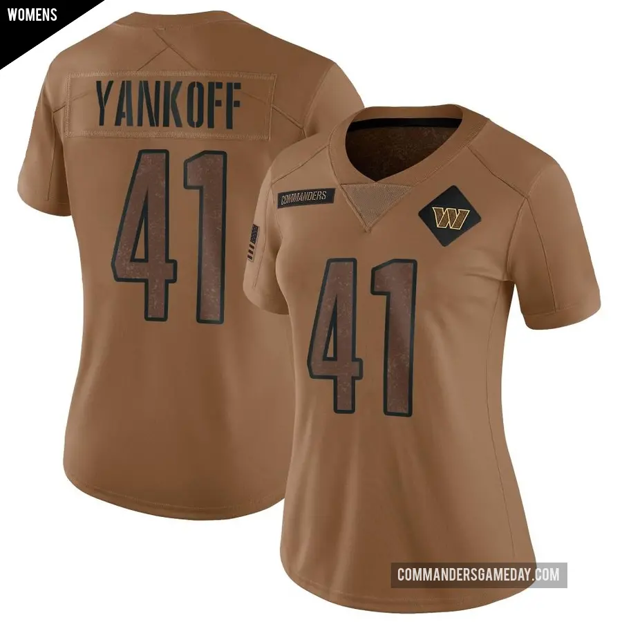 Women's Washington Commanders ＃41 Colson Yankoff Brown Limited 2023 Salute To Service Jersey