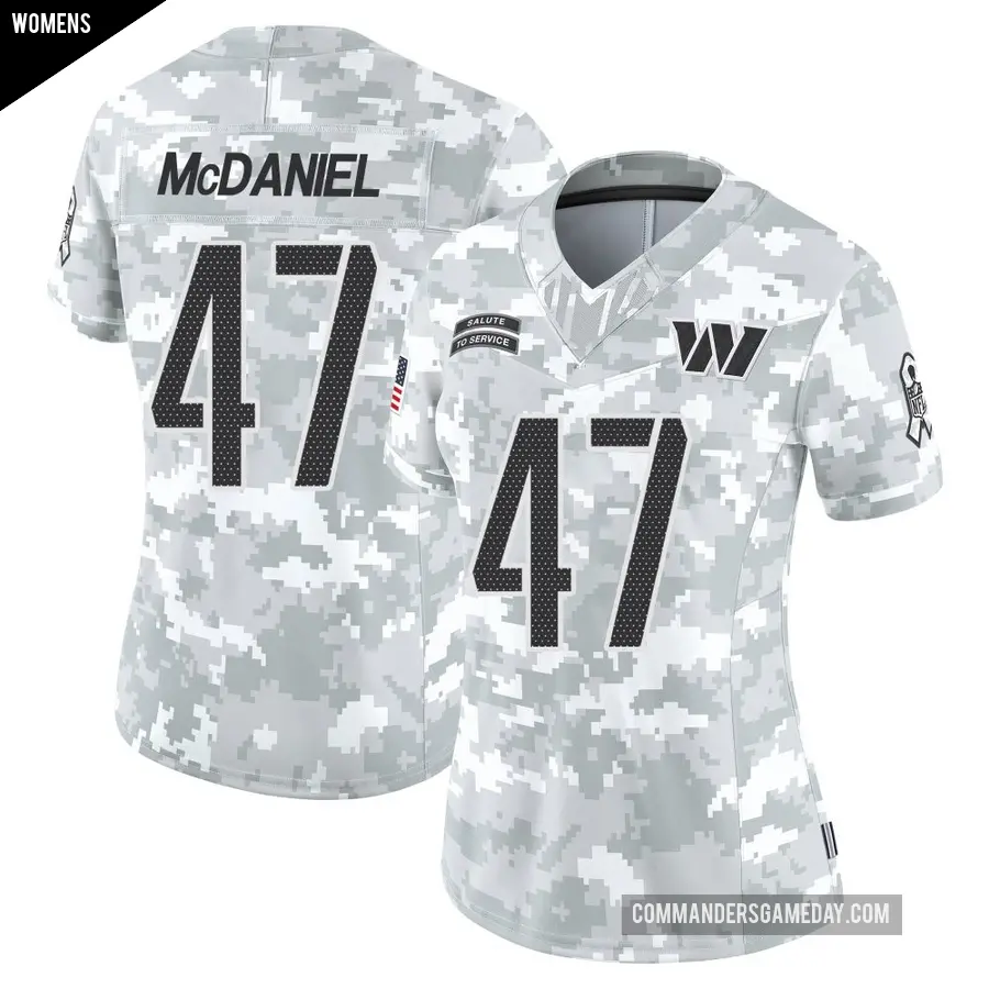 Women's Washington Commanders ＃47 Robert McDaniel Arctic Camo Limited 2024 Salute to Service Jersey