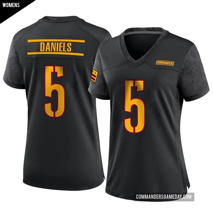 Women's Washington Commanders ＃5 Jayden Daniels Black Game Alternate Jersey