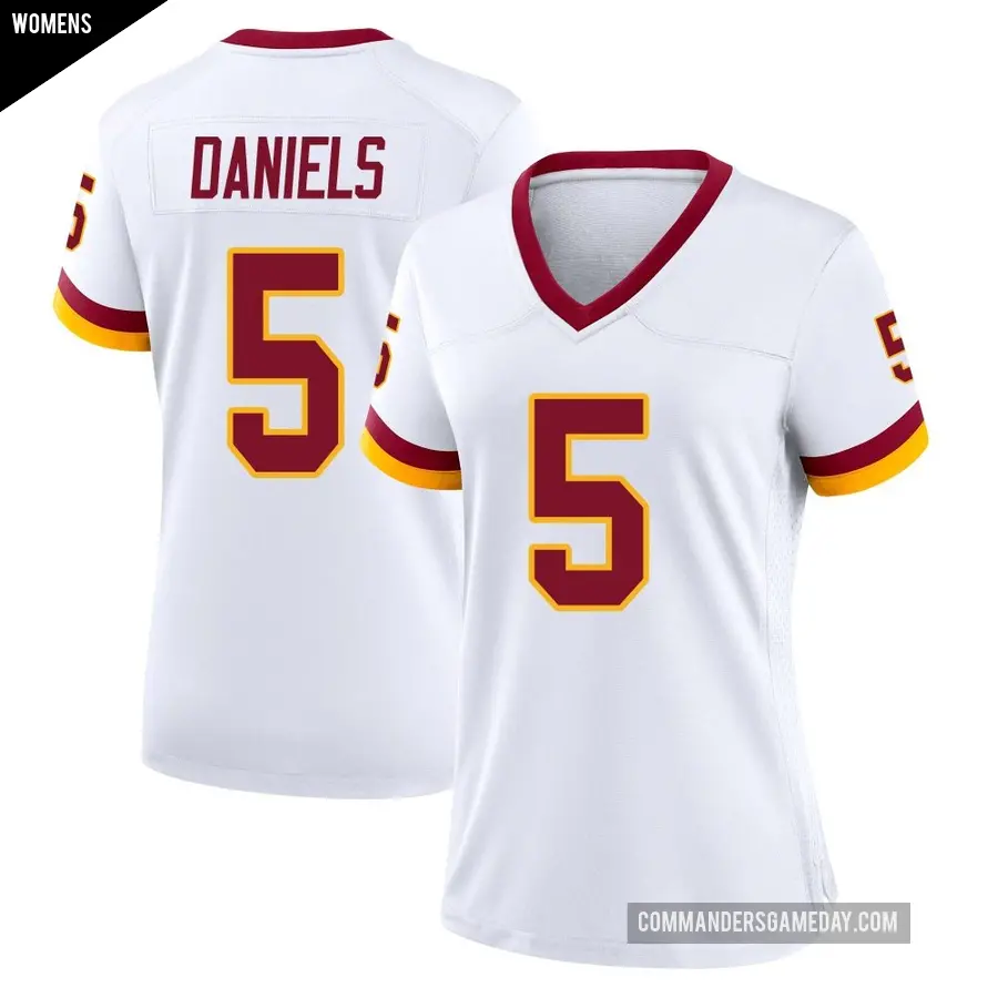 Women's Washington Commanders ＃5 Jayden Daniels White Game Jersey