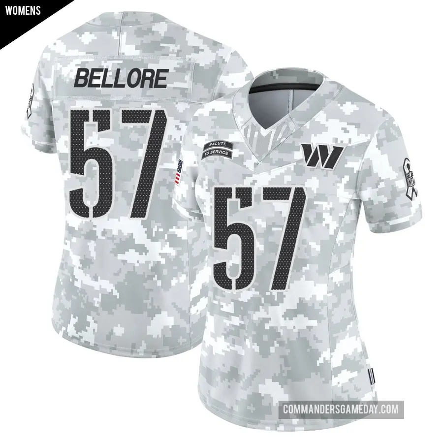 Women's Washington Commanders ＃57 Nick Bellore Arctic Camo Limited 2024 Salute to Service Jersey