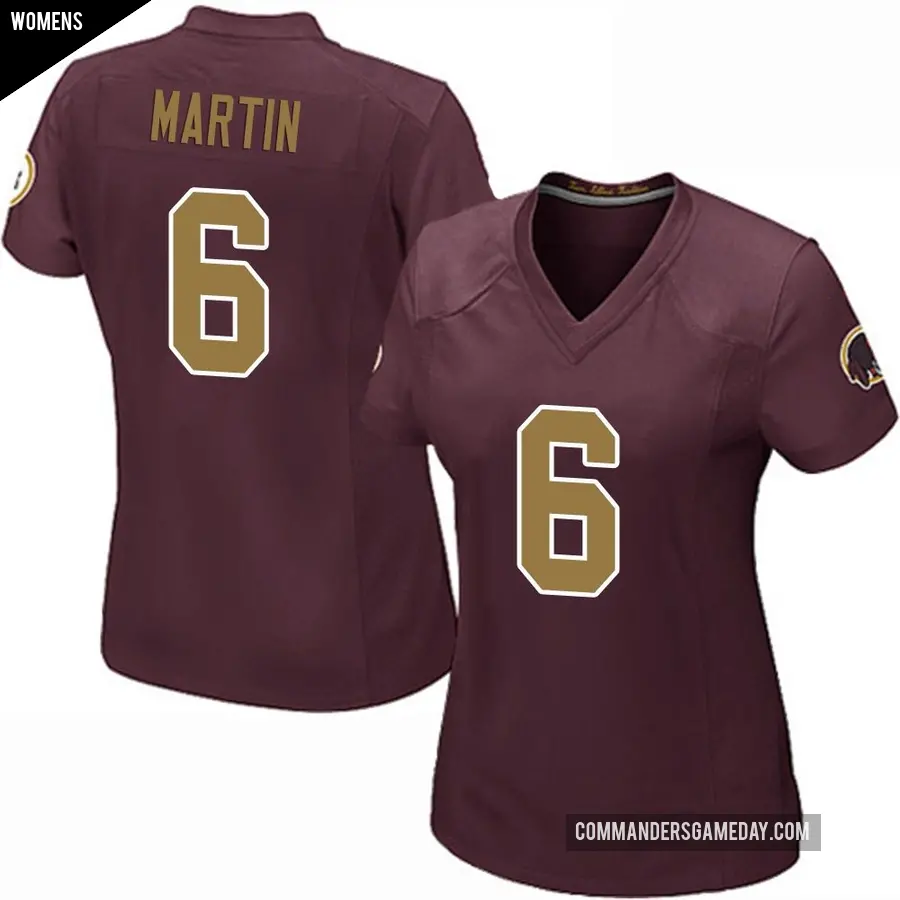 Women's Washington Commanders ＃6 Tay Martin Game Burgundy Alternate Jersey