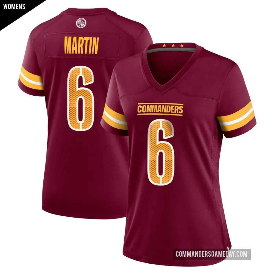 Women's Washington Commanders ＃6 Tay Martin Game Burgundy Jersey