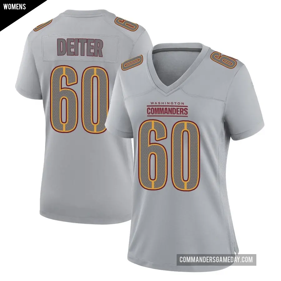 Women's Washington Commanders ＃60 Michael Deiter Gray Game Atmosphere Fashion Jersey