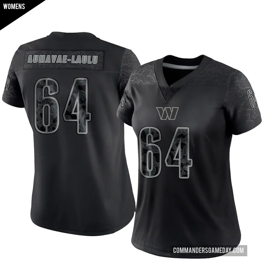 Women's Washington Commanders ＃64 Malaesala Aumavae-Laulu Black Limited Reflective Jersey