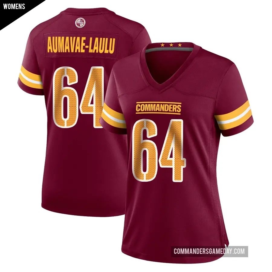 Women's Washington Commanders ＃64 Malaesala Aumavae-Laulu Game Burgundy Jersey