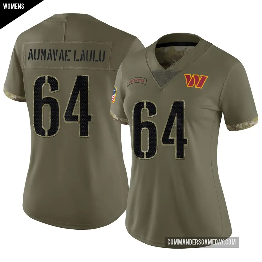 Women's Washington Commanders ＃64 Malaesala Aumavae-Laulu Olive Limited 2022 Salute To Service Jersey