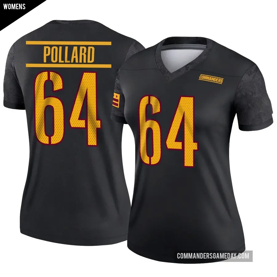 Women's Washington Commanders ＃64 Norell Pollard Black Legend Alternate Jersey