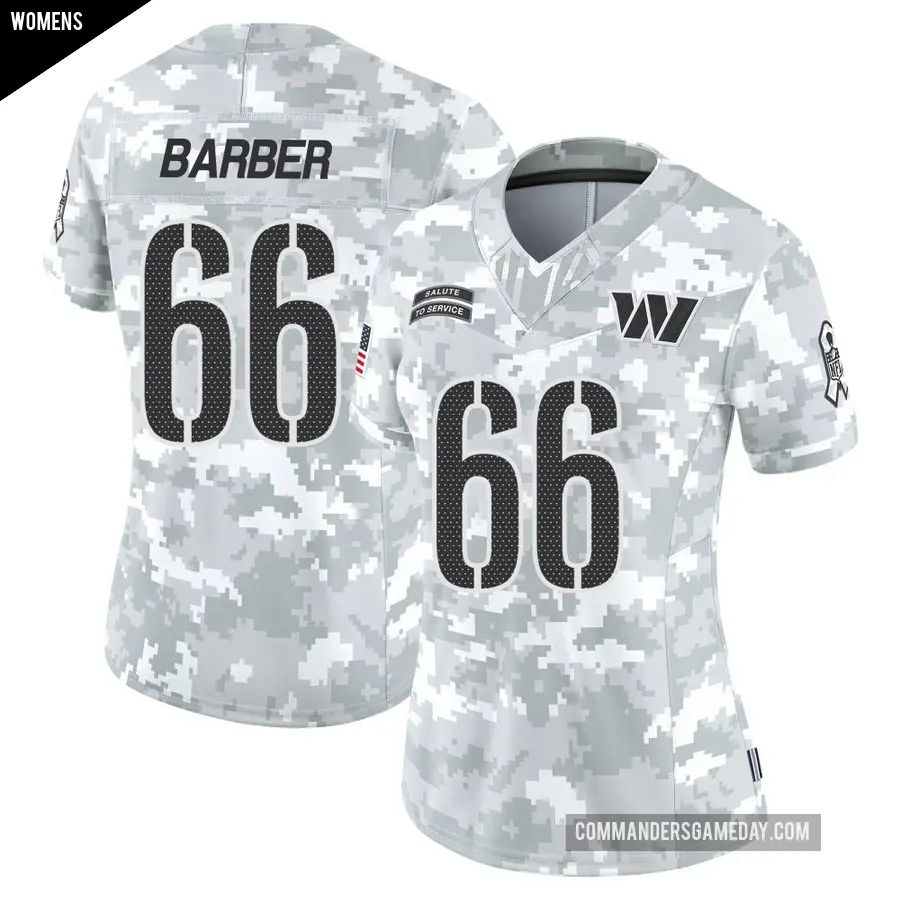 Women's Washington Commanders ＃66 Ricky Barber Arctic Camo Limited 2024 Salute to Service Jersey
