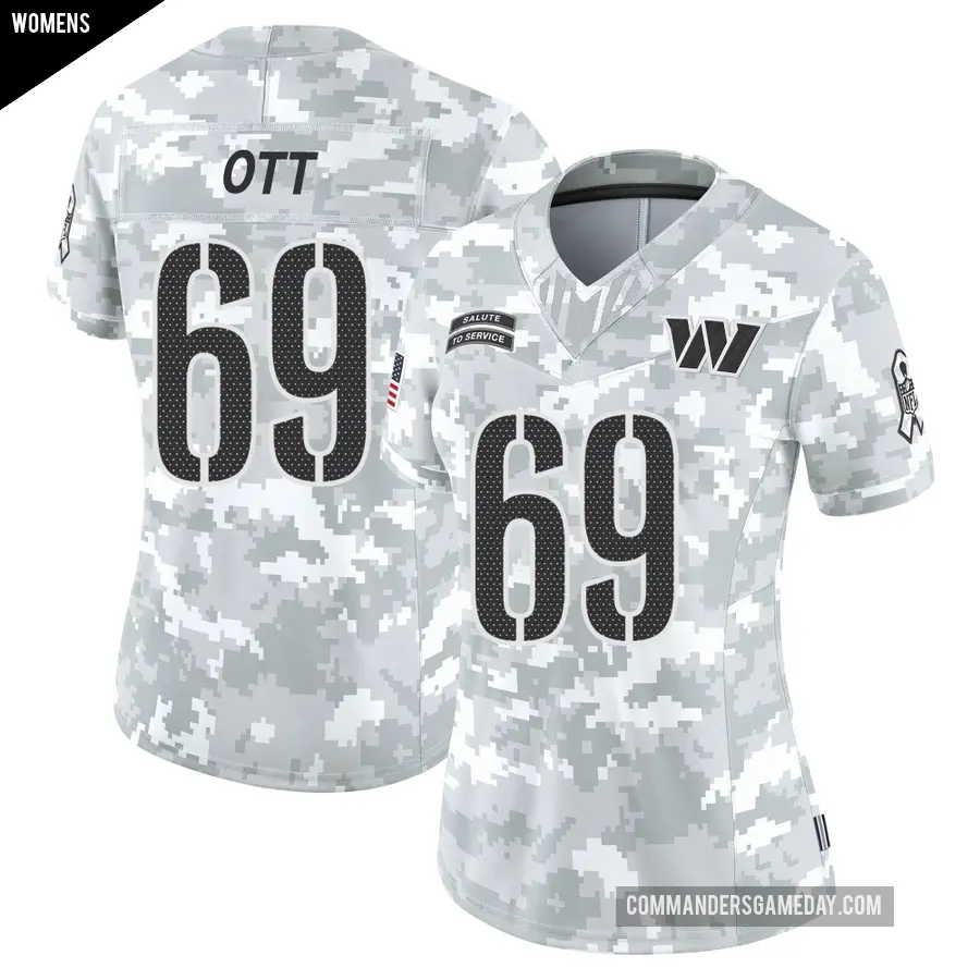 Women's Washington Commanders ＃69 Tyler Ott Arctic Camo Limited 2024 Salute to Service Jersey