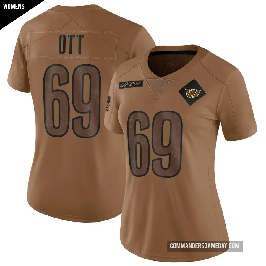 Women's Washington Commanders ＃69 Tyler Ott Brown Limited 2023 Salute To Service Jersey