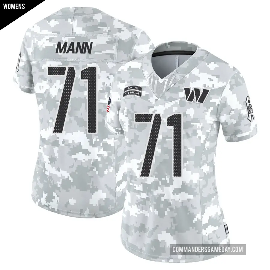 Women's Washington Commanders ＃71 Charles Mann Arctic Camo Limited 2024 Salute to Service Jersey