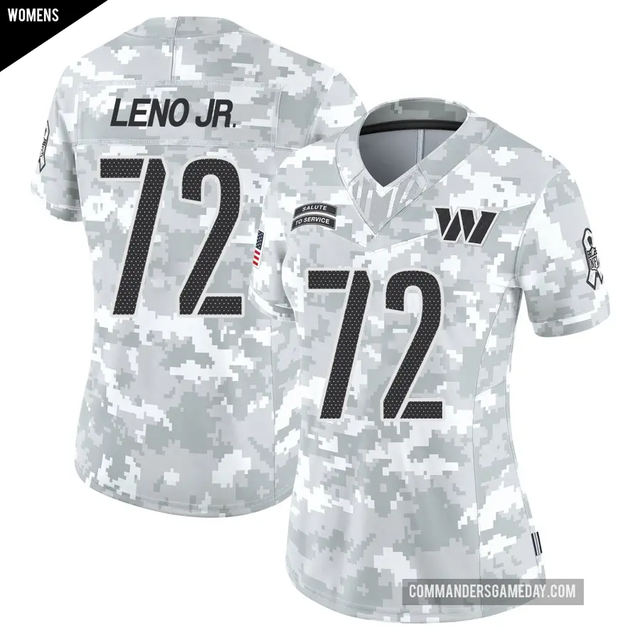 Women's Washington Commanders ＃72 Charles Leno Jr. Arctic Camo Limited 2024 Salute to Service Jersey