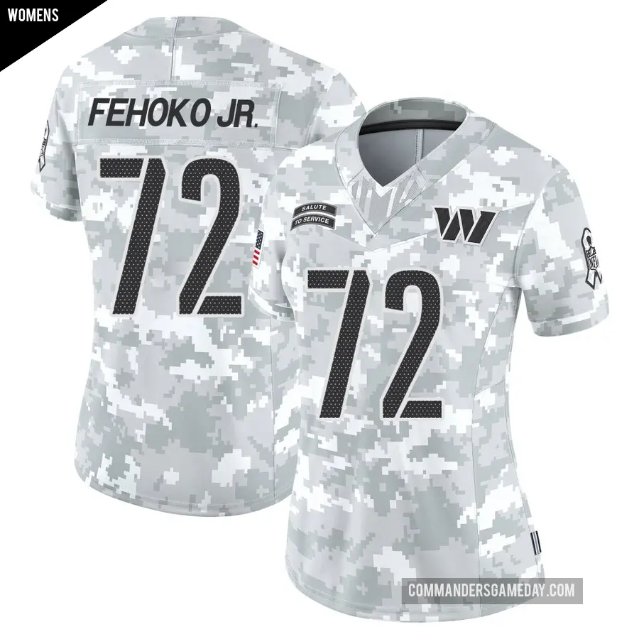 Women's Washington Commanders ＃72 Viliami Fehoko Jr. Arctic Camo Limited 2024 Salute to Service Jersey