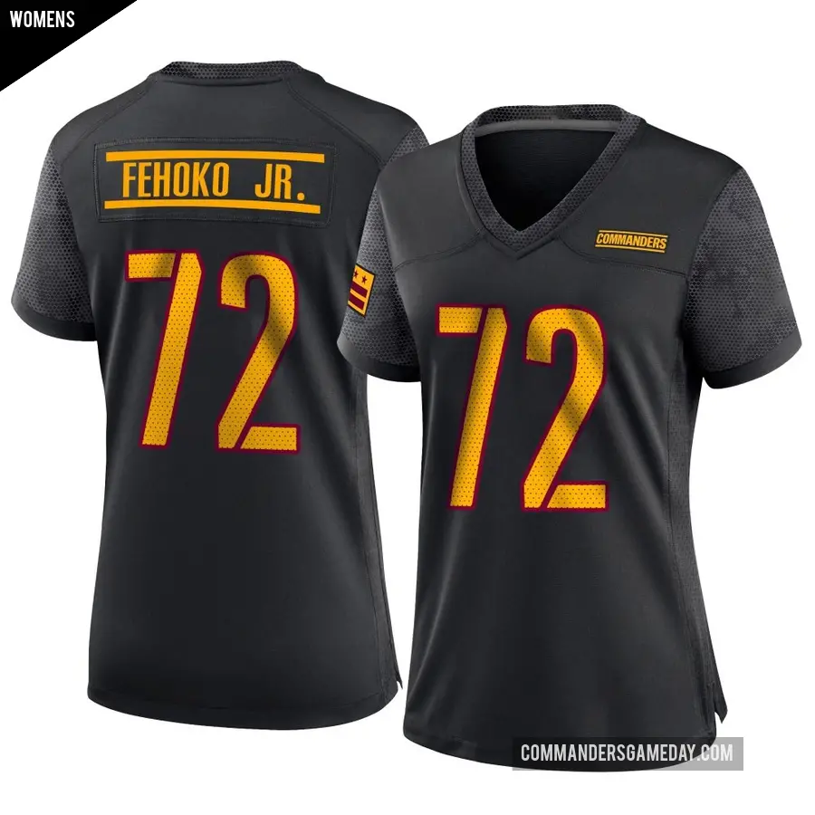 Women's Washington Commanders ＃72 Viliami Fehoko Jr. Black Game Alternate Jersey