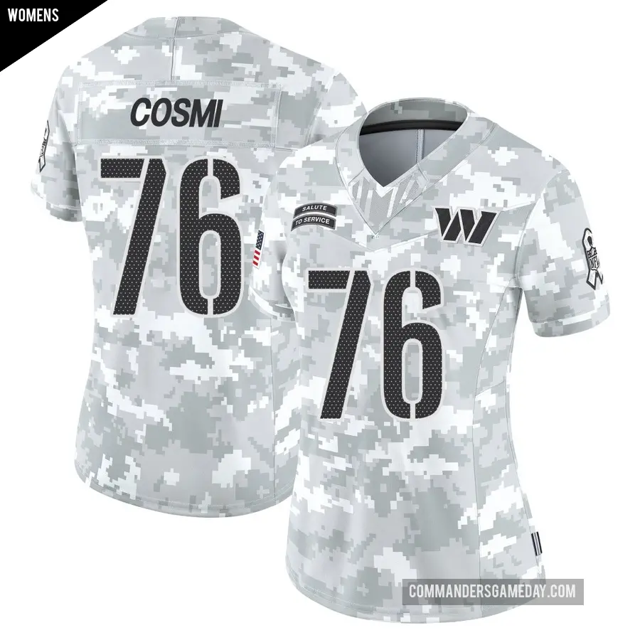 Women's Washington Commanders ＃76 Sam Cosmi Arctic Camo Limited 2024 Salute to Service Jersey