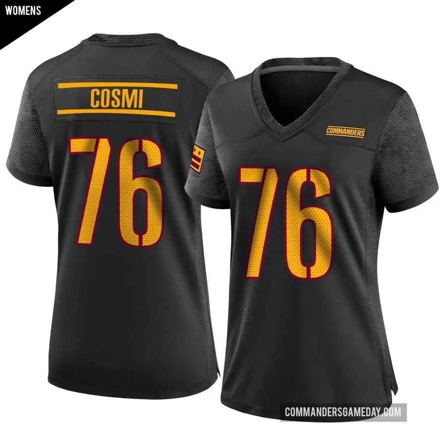 Women's Washington Commanders ＃76 Sam Cosmi Black Game Alternate Jersey
