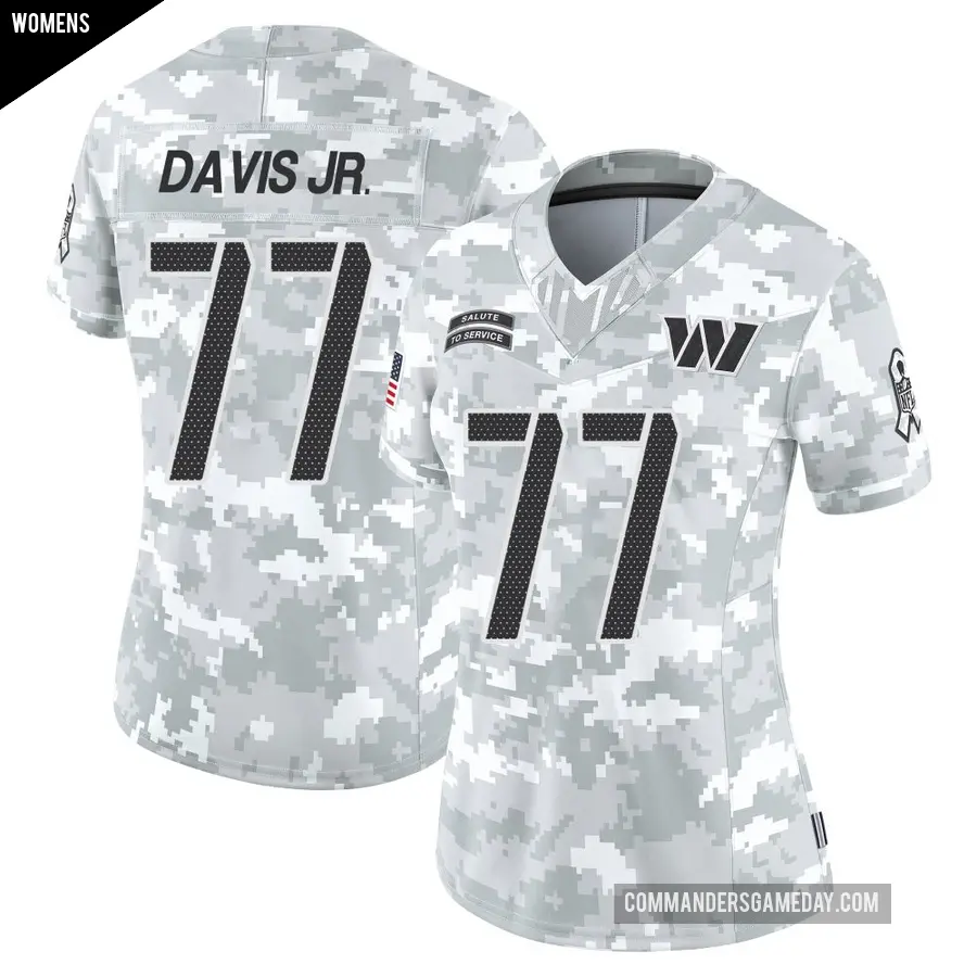 Women's Washington Commanders ＃77 Carl Davis Jr. Arctic Camo Limited 2024 Salute to Service Jersey