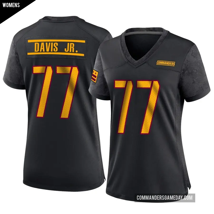 Women's Washington Commanders ＃77 Carl Davis Jr. Black Game Alternate Jersey