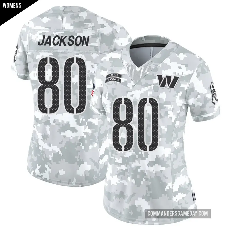 Women's Washington Commanders ＃80 Tyree Jackson Arctic Camo Limited 2024 Salute to Service Jersey