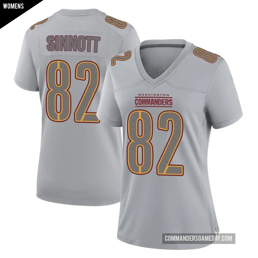 Women's Washington Commanders ＃82 Ben Sinnott Gray Game Atmosphere Fashion Jersey