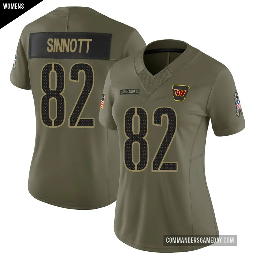 Women's Washington Commanders ＃82 Ben Sinnott Olive Limited 2025 Salute to Service Jersey