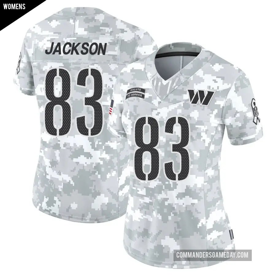 Women's Washington Commanders ＃83 Tyree Jackson Arctic Camo Limited 2024 Salute to Service Jersey