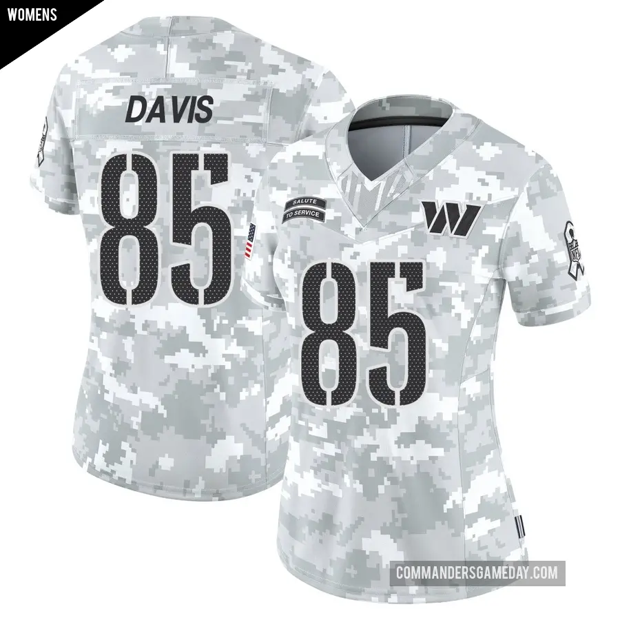 Women's Washington Commanders ＃85 Vernon Davis Arctic Camo Limited 2024 Salute to Service Jersey
